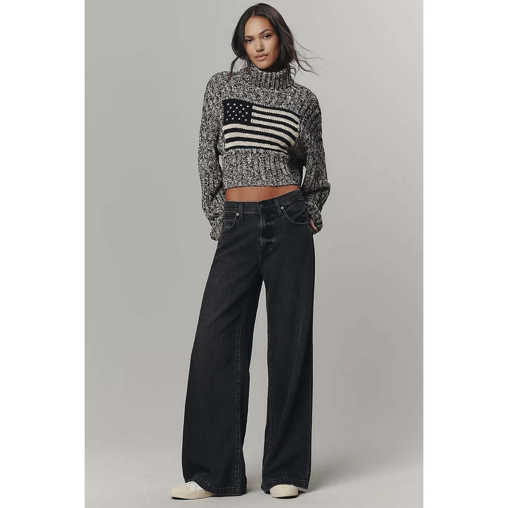 Pistola Jadyn High Rise Wide Leg Denim‎ Pants Black Size 32 New With Tags